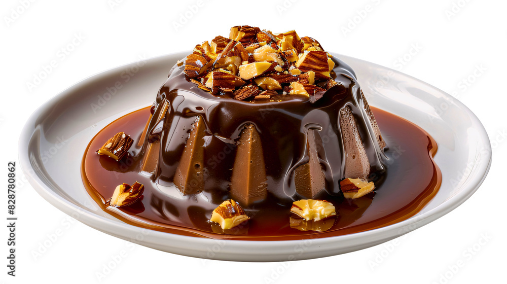 Rich and creamy chocolate pudding on a white background, emphasizing a delicious dessert Rich and creamy chocolate pudding on a white background, emphasizing a delicious dessert
