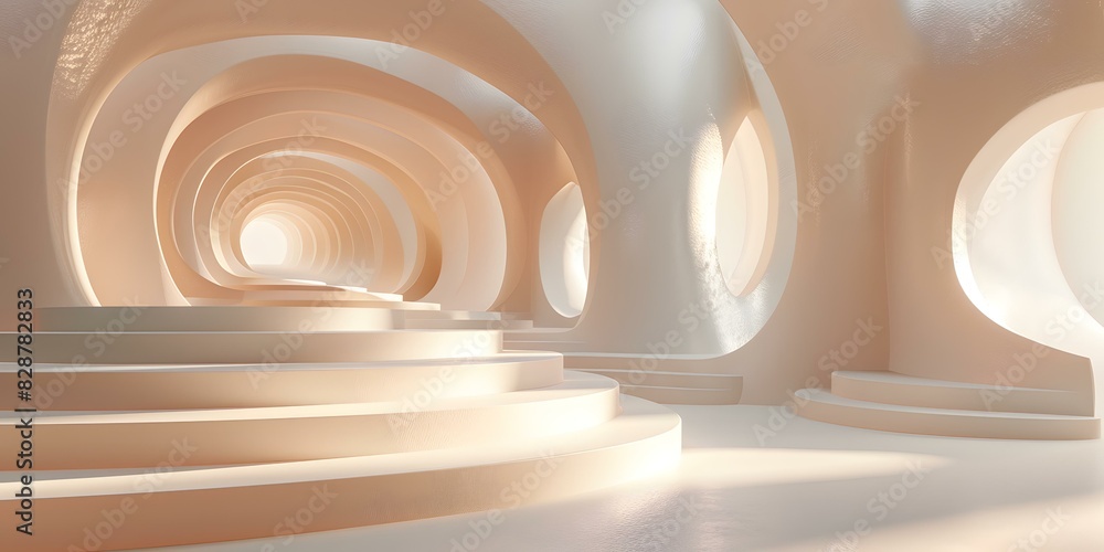 Obraz premium Serene Arched Corridor bathed in Soft Light