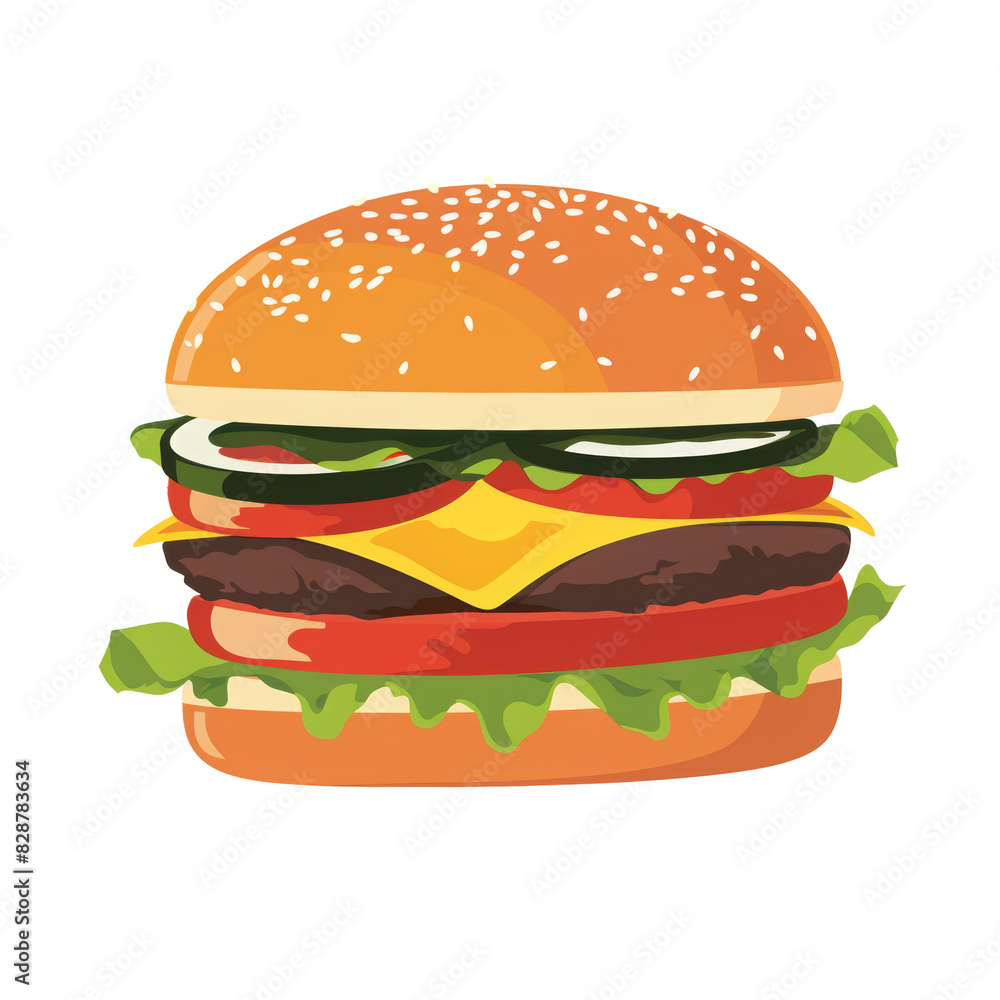 Flat art burger icon on white background with simple colors no shadow Flat art burger icon on white background with simple colors no shadow