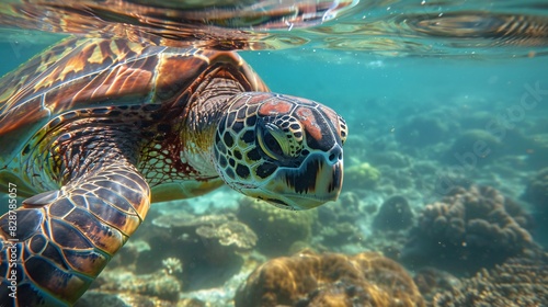 AweInspiring CloseUp of a Graceful Sea Turtle Swimming for World Ocean Day