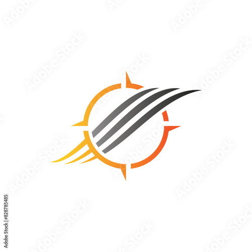 wave compass simple sleek creative geometric modern logo design