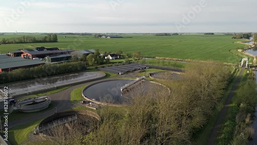 Aerial View: Water Treatment Facility in the Frisian Village of Burdaard, Netherlands (ID: 828786072)