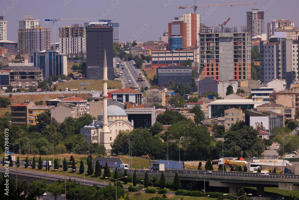 Obraz premium Beautiful cityscape, public place, city streets and roads in Turkey, on a summer day