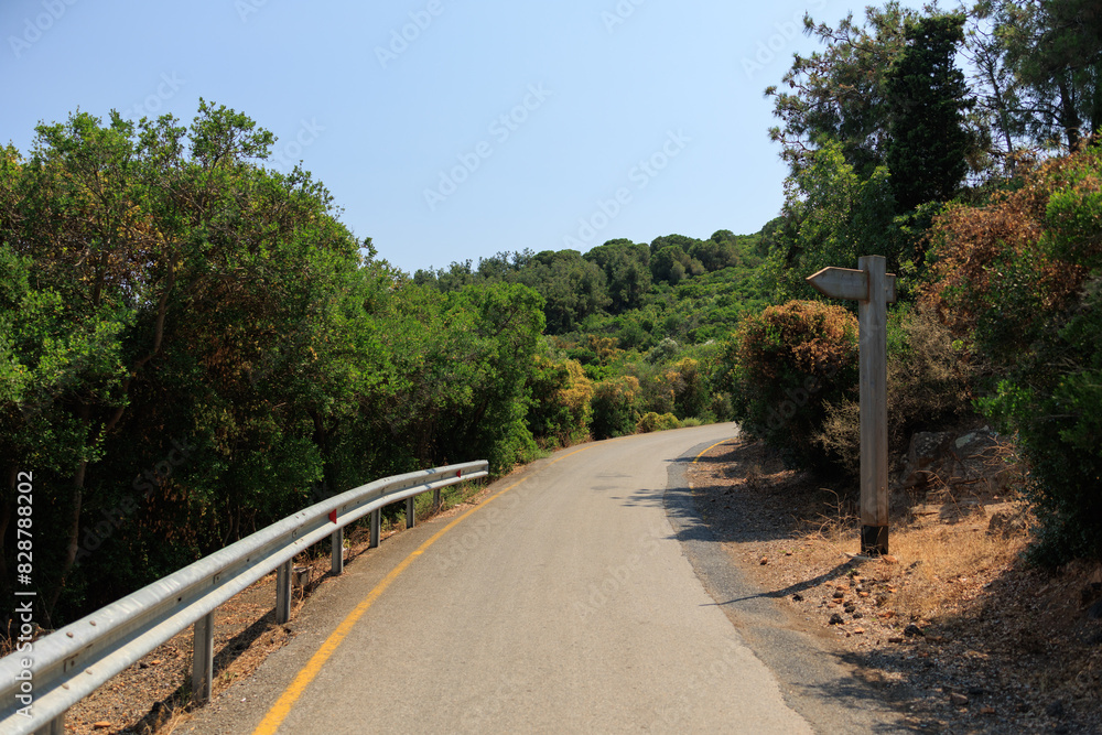 Beautiful road and landscape, streets and roads of a southern small town, public place in Turkey, on a summer sunny day Beautiful road and landscape, streets and roads of a southern small town, public place in Turkey, on a summer sunny day