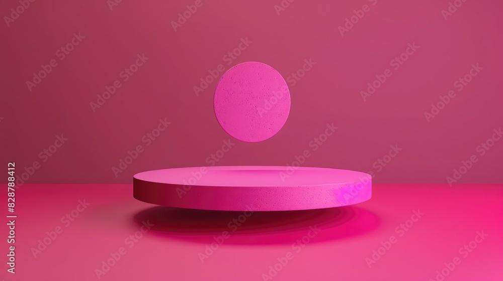 Elegant contrast in motion: a floating circle on a striking magenta solid colored background. Elegant contrast in motion: a floating circle on a striking magenta solid colored background.