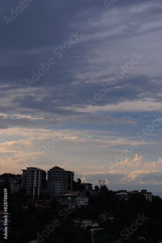 Wallpaper Mural Orange sky at sunset in the evening. Silhouette and outlines of the buildings. Evening views of buildings of the city of Istanbul. Torontodigital.ca