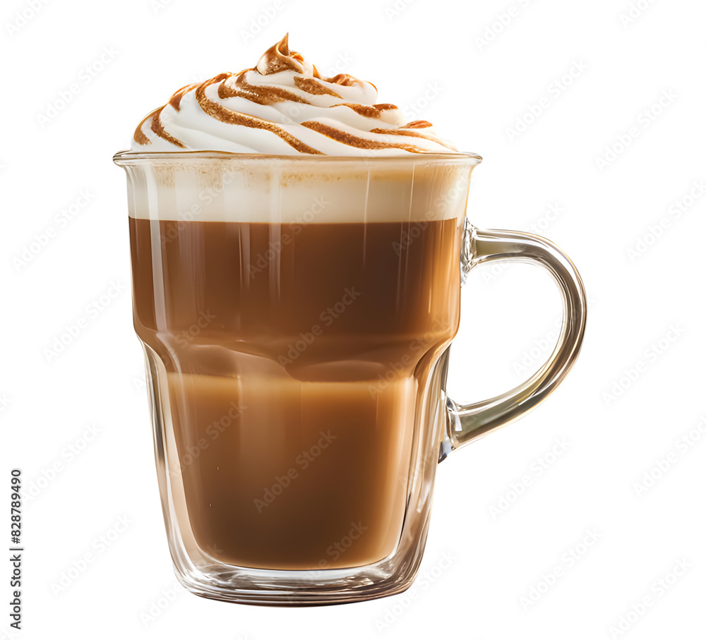 Ai generative Caramel Macchiato coffee cup with the image file extension PNG.suitable for use as images in designs. Ai generative Caramel Macchiato coffee cup with the image file extension PNG.suitable for use as images in designs.
