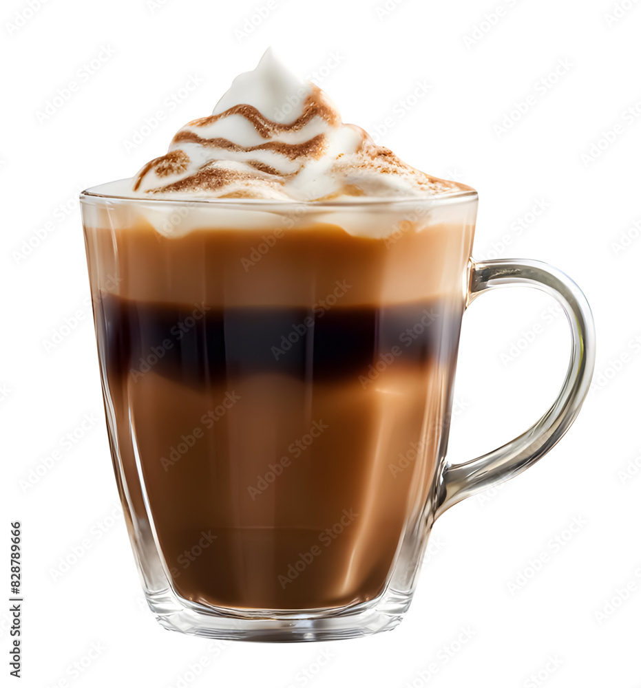 Ai generative Caramel Macchiato coffee cup with the image file extension PNG.suitable for use as images in designs. Ai generative Caramel Macchiato coffee cup with the image file extension PNG.suitable for use as images in designs.