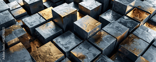 Stacked gold and silver bars glistening photo