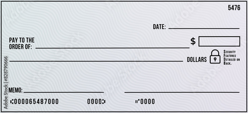 Bank check. Blank Check with Open Space for Your Text