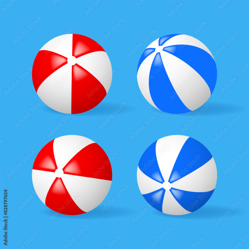 Color inflatable beach balls. Vector objects