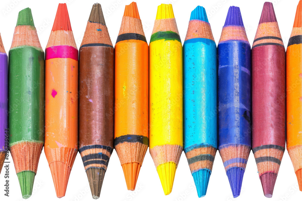 Crayons, isolated on solid white background, PNG di-cut style, realistic photo style, object as model Crayons, isolated on solid white background, PNG di-cut style, realistic photo style, object as model