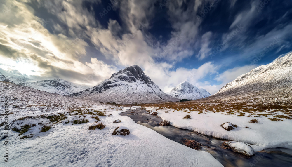 Fototapeta premium Stob Dearg is the highest and finest peak of Buachaille Etive Mòr, and one of the most famous sights of the Highlands. 