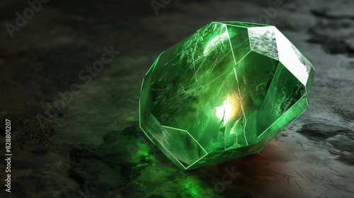 Wallpaper Mural  single magic gem, green with glowing core, dungeons and dragons item art style Torontodigital.ca