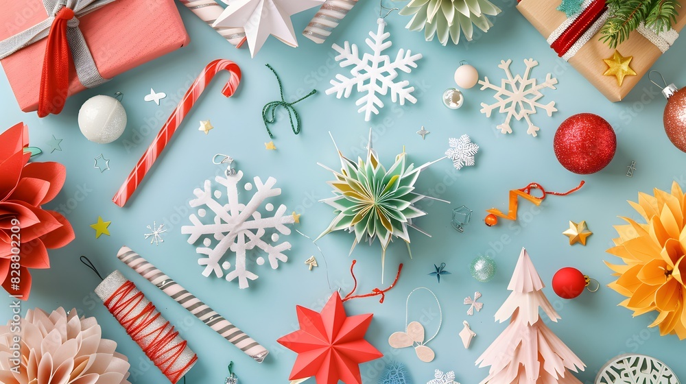 Christmas and New Year holiday background. Xmas greeting card. Christmas gifts on white background top view. Christmas and New Year holiday background. Xmas greeting card. Christmas gifts on white background top view.