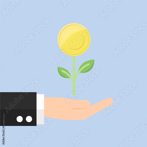 Hand with money tree, icon for investment concept business design