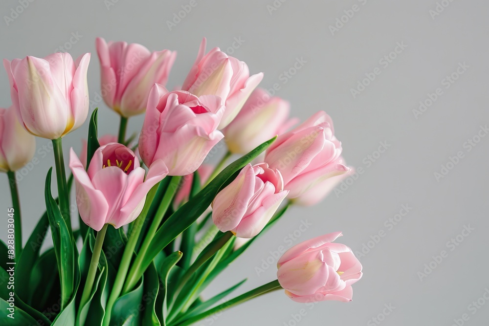 Light pink tulip bunch on white background Light pink tulip bunch on white background