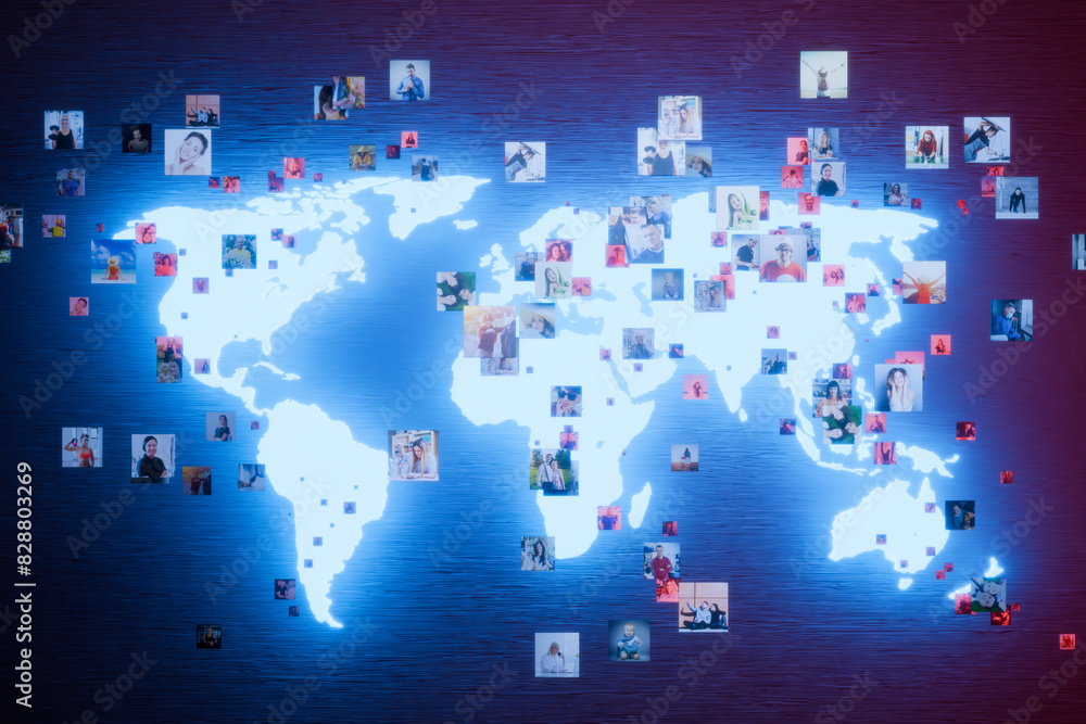 World map displaying network of people connecting with each other World map displaying network of people connecting with each other