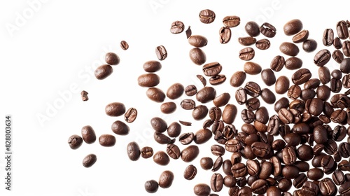 cascading coffee beans isolated on white background food and drink concept