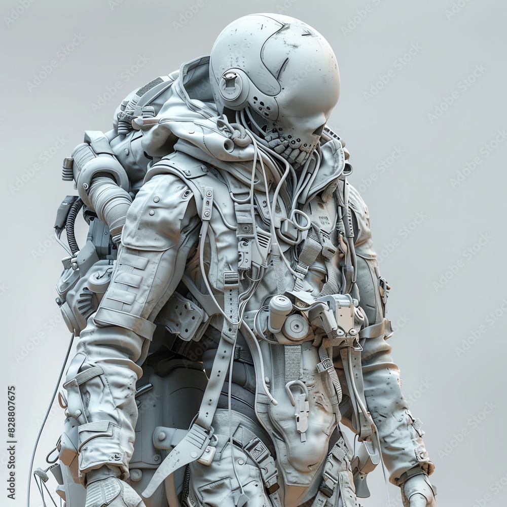 The image shows a astronaut in a spacesuit with a helmet on The image shows a astronaut in a spacesuit with a helmet on