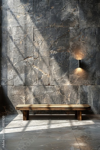 luxury rustic wooden table with dark cement wall background for product display 