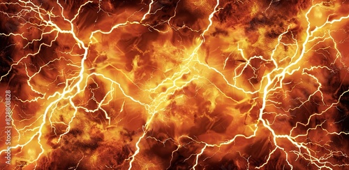 A black background with orange flashes of lightning or electricity