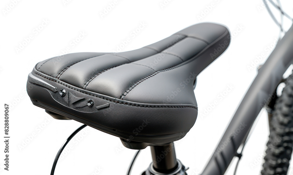 Black matte bicycle seat with cushion, made of plastic material. Black matte bicycle seat with cushion, made of plastic material.