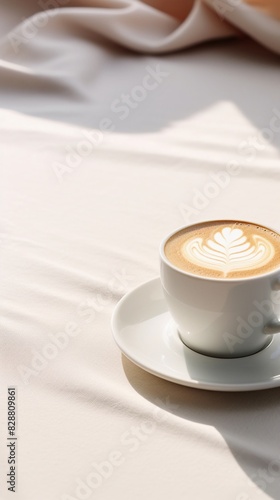 Close-Up of Beautiful Latte Art in a White Ceramic Cup