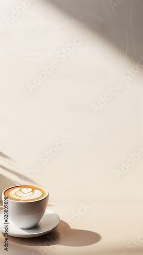 cup of coffee on a wooden table background
