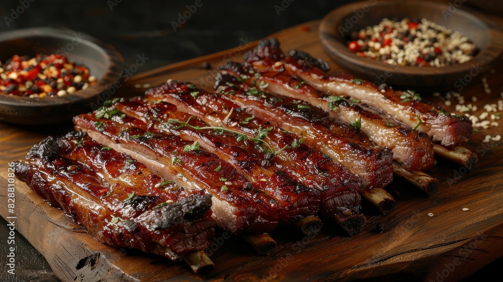 Bacon grilled table background restaurant concept. Bacon grilled table background restaurant concept.