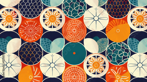 Repeating geometric pattern inspired by Japanese kimono fabrics in vibrant colors , Background, texture