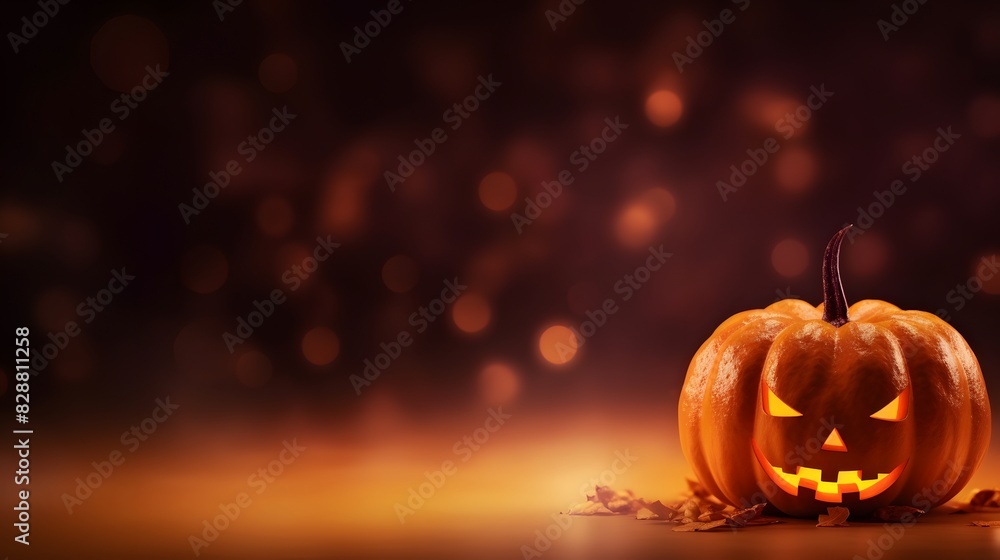 Fototapeta premium Halloween pumpkins on dark background with copy space. Generative AI.