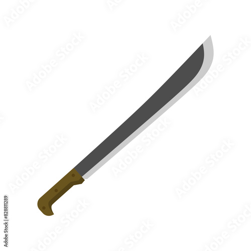 latin machete flat design illustration isolated on white background. cutlass, a large curved knife with a broad blade, vector illustration.