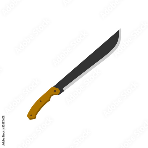 latin machete flat design illustration isolated on white background. cutlass, a large curved knife with a broad blade, vector illustration.