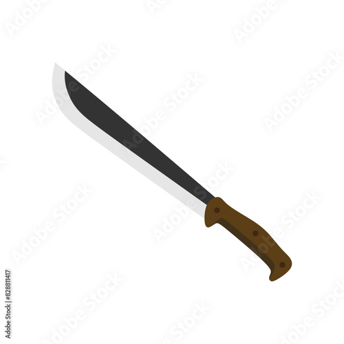 latin machete flat design illustration isolated on white background. cutlass, a large curved knife with a broad blade, vector illustration.