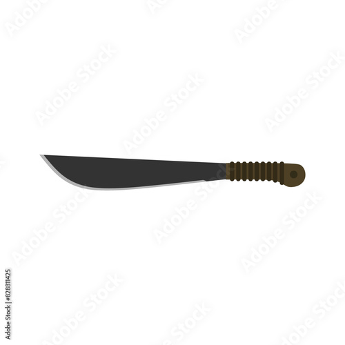 latin machete flat design illustration isolated on white background. cutlass, a large curved knife with a broad blade, vector illustration.