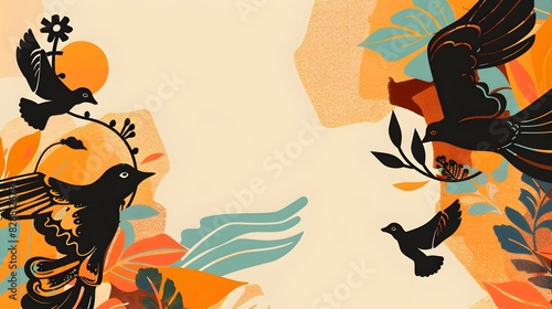 Vibrant Juneteenth with Minimalist Doodle Border Design and Typography