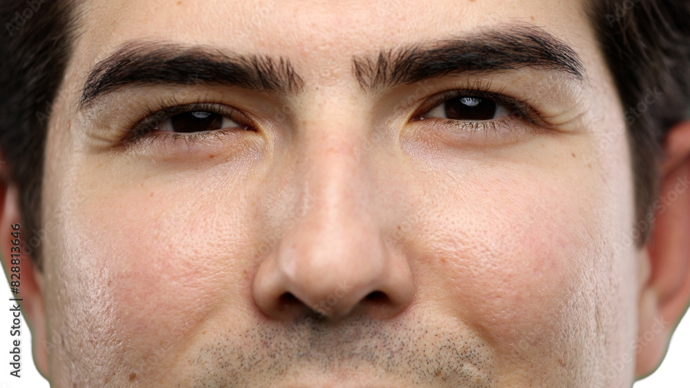 Fototapeta premium Man's eyes, close-up, on a white background