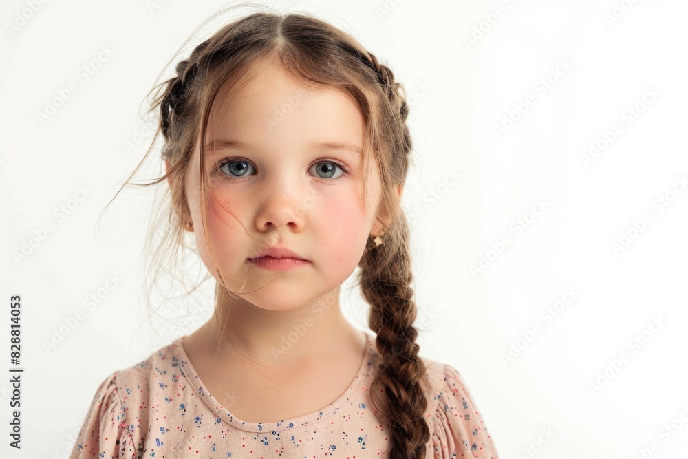 Brunette little girl isolated on a over white background Brunette little girl isolated on a over white background