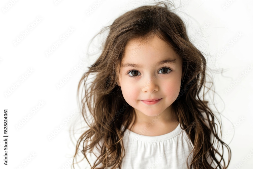 Brunette little girl isolated on a over white background Brunette little girl isolated on a over white background