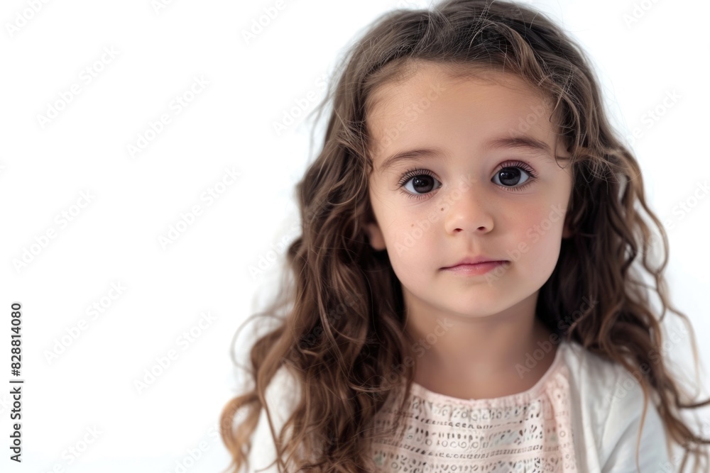 Brunette little girl isolated on a over white background Brunette little girl isolated on a over white background