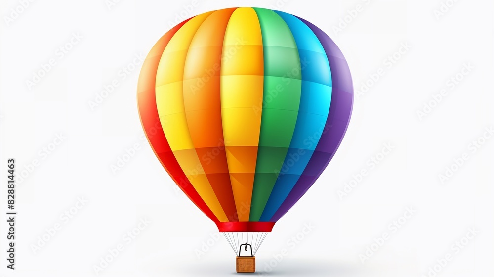 colorful rainbow hot air balloon isolated on white background, colorful adventure concept, cartoon colorful rainbow hot air balloon isolated on white background, colorful adventure concept, cartoon