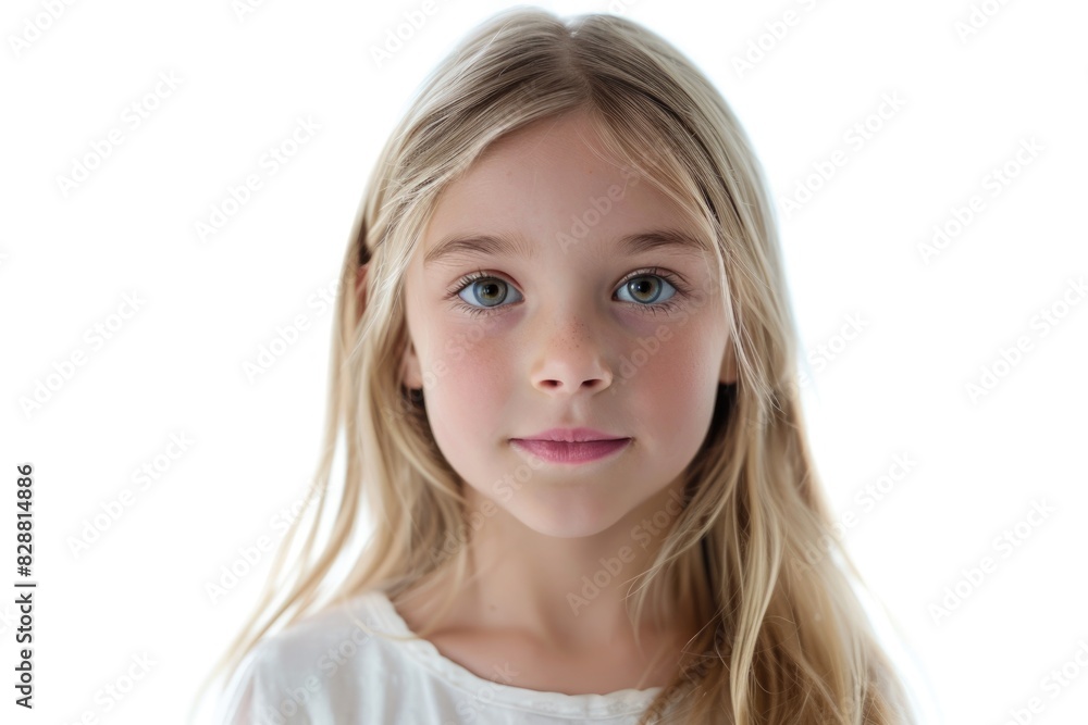 Studio portrait of a cute blonde girl isolated in white background Studio portrait of a cute blonde girl isolated in white background