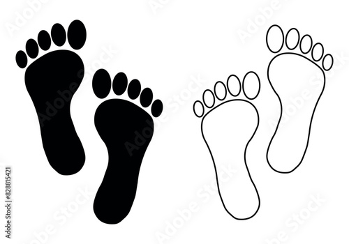 two pair of footprints. Foot print filled and outline flat icon for apps and websites. vector illustration.