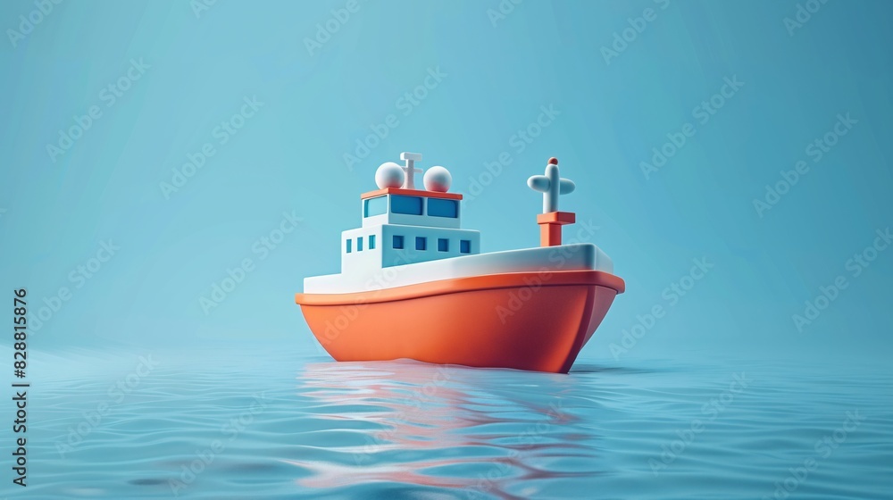 Colorful toy boat floating on calm blue water, under a serene sky. Perfect image for childhood, play, and relaxation themes. Colorful toy boat floating on calm blue water, under a serene sky. Perfect image for childhood, play, and relaxation themes.