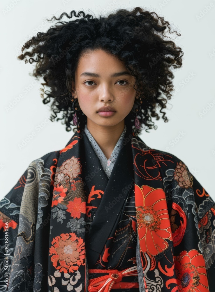 portrait of a young woman wearing a kimono portrait of a young woman wearing a kimono