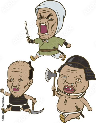 イラスト：日本の戦国時代の農民兵