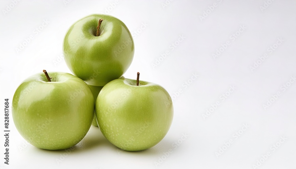 green, sour Granny smith apple - M. domestica × M. sylvestris - light green skin and crisp, juicy flesh. The flavor is tart and acidic used in baking. isolated on white background green, sour Granny smith apple - M. domestica × M. sylvestris - light green skin and crisp, juicy flesh. The flavor is tart and acidic used in baking. isolated on white background