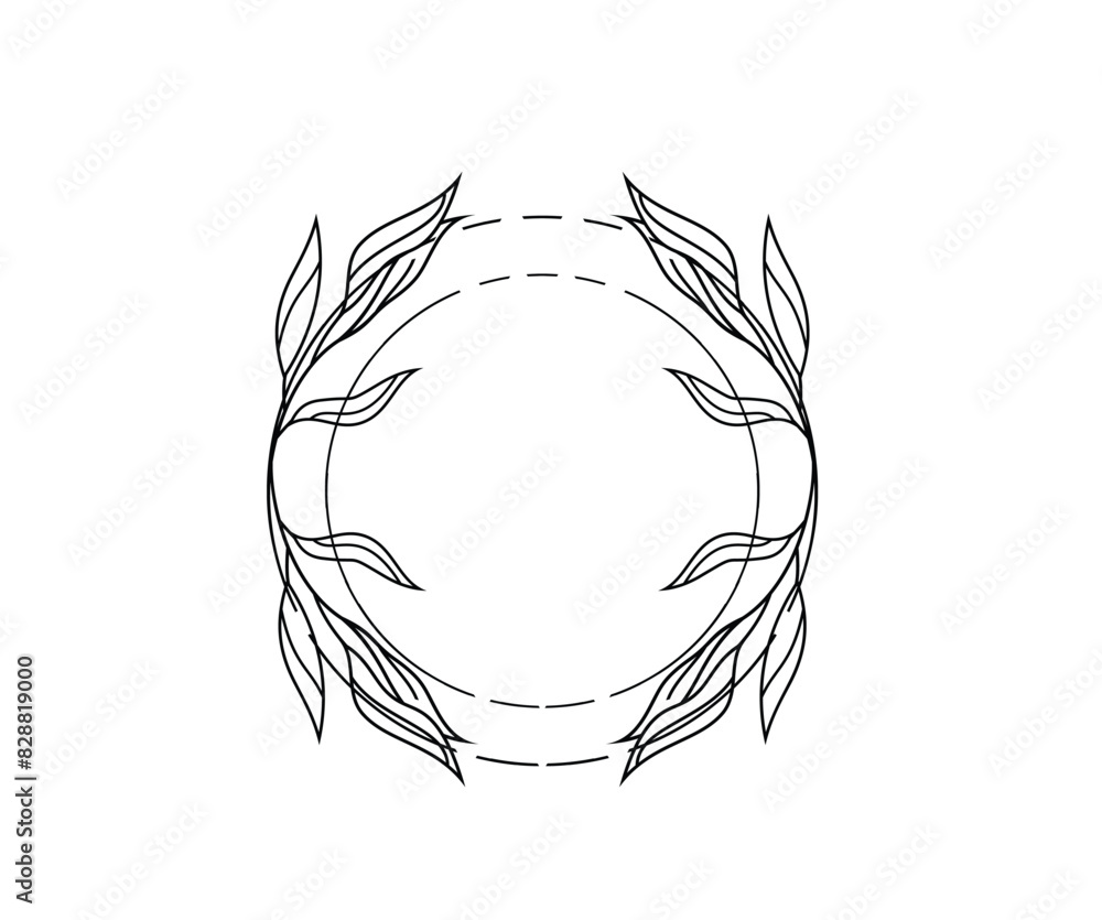 Obraz premium black leaf frame logo