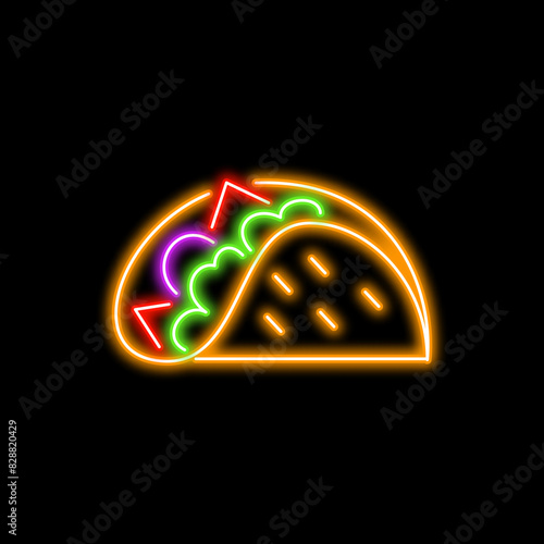 Taco Food Line Neon Style